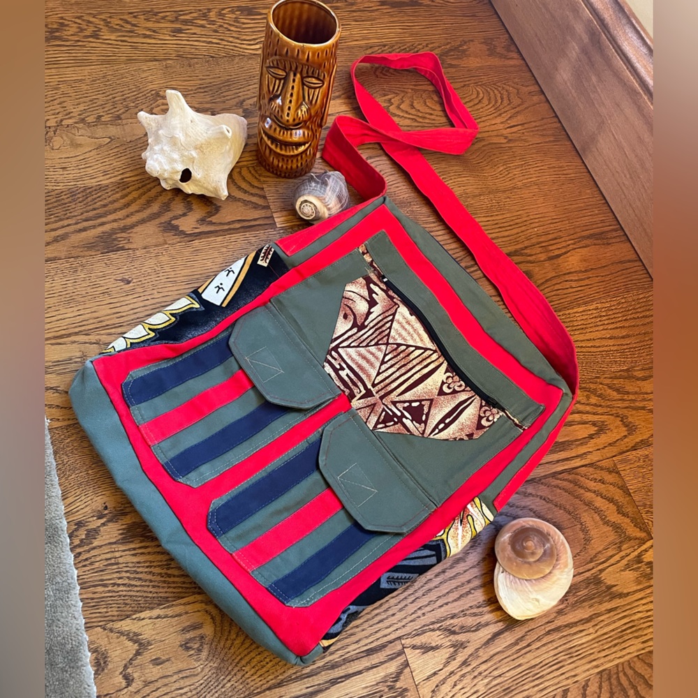 Handmade upcycled boho tribal shoulder crossbody bag